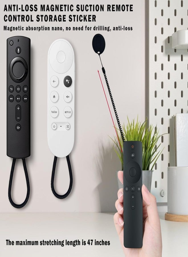 OGNWFUNK 3-Pack Magnetic TV Remote Leash Holders with 47-Inch Extendable Spring Cords - Wall-Mount Adhesive Organizer for Remotes & Small Accessories, Anti-Loss Design, Quick Magnetic Adsorption (Black) - Image 3