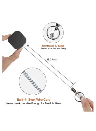 Badge Holder Reel Retractable, Metal Heavy Duty Badge Holder with Belt Clip Key Ring and 6pcs Plastic ID Card Holders, Steel Wire Cord Up to 25 inch (2 Pack) - view 5