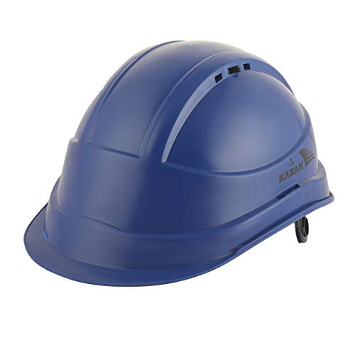 KARAM PN542 Safety Helmet for Men Industrial & Construction Helmet | Ratchet Type Adjustment | Adjustable Chin Strap, Ventilation & Side Slot for Attachment | EN Certified Hard Hat | Lamination Blue - Image 1