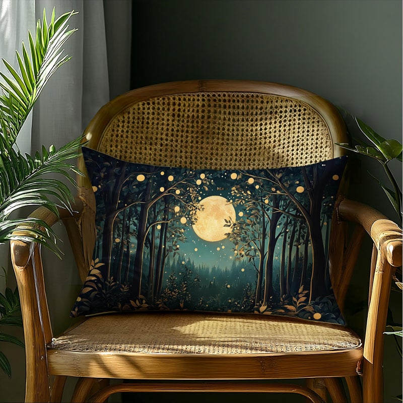 BUJSP Rustic William Morris Inspired Night Moon Forest Decor Pillow Covers 18x18,Vintage Botanical Nature Landscape Decorative Throw Pillow Covers for Home Bedroom Living Room - Image 4
