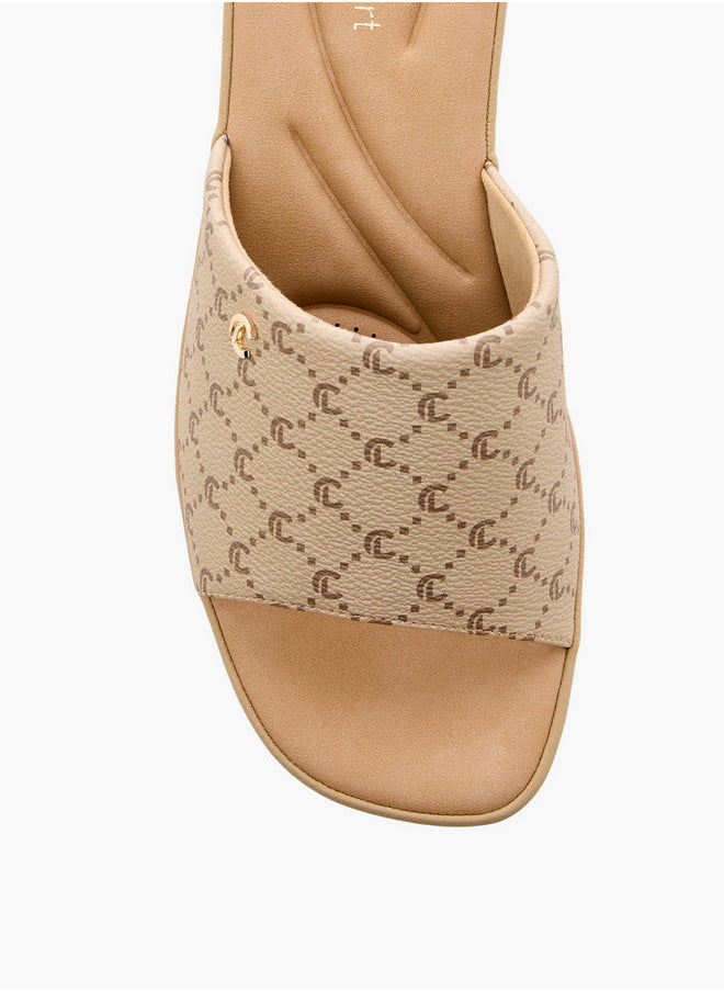 Le Confort Women's Monogram Slip-On Sandals with Wedge Heels  - Image 4