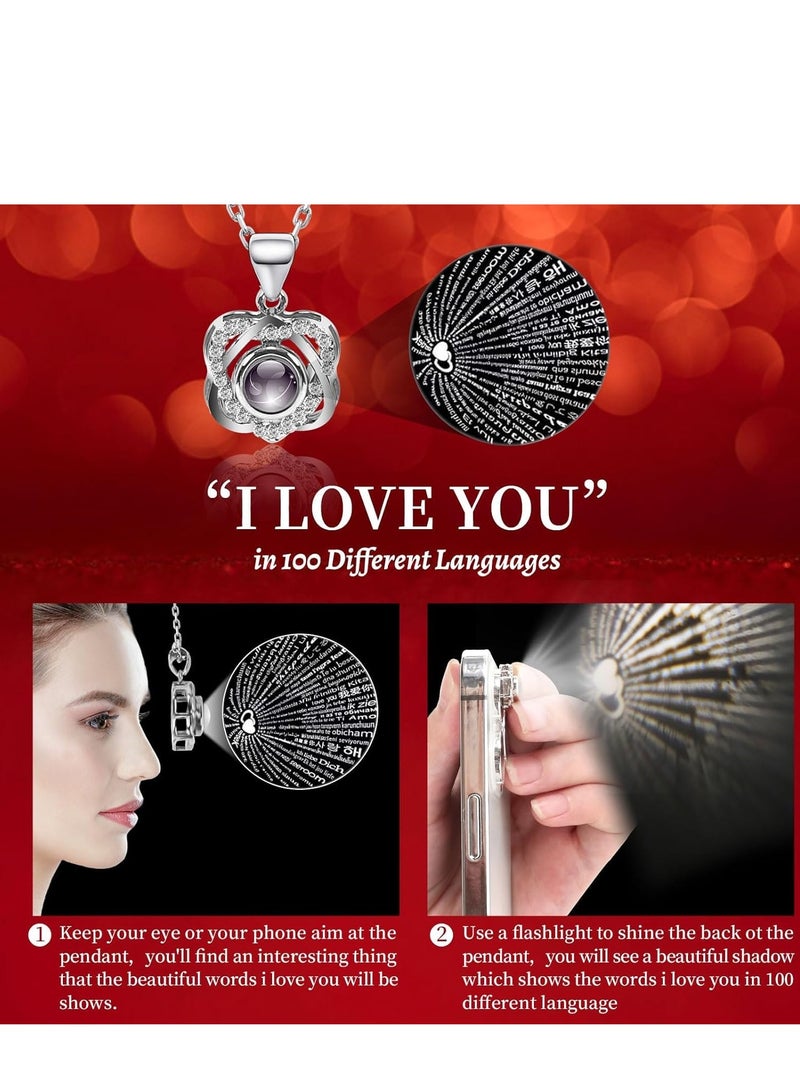 Zikra Preserved Rose Box Necklace, Red Real-Eternal Flowers Birthday Gifts for Her, Mom Wife Girlfriend Grandma on Mothers Day Anniversary Romantic - Image 3