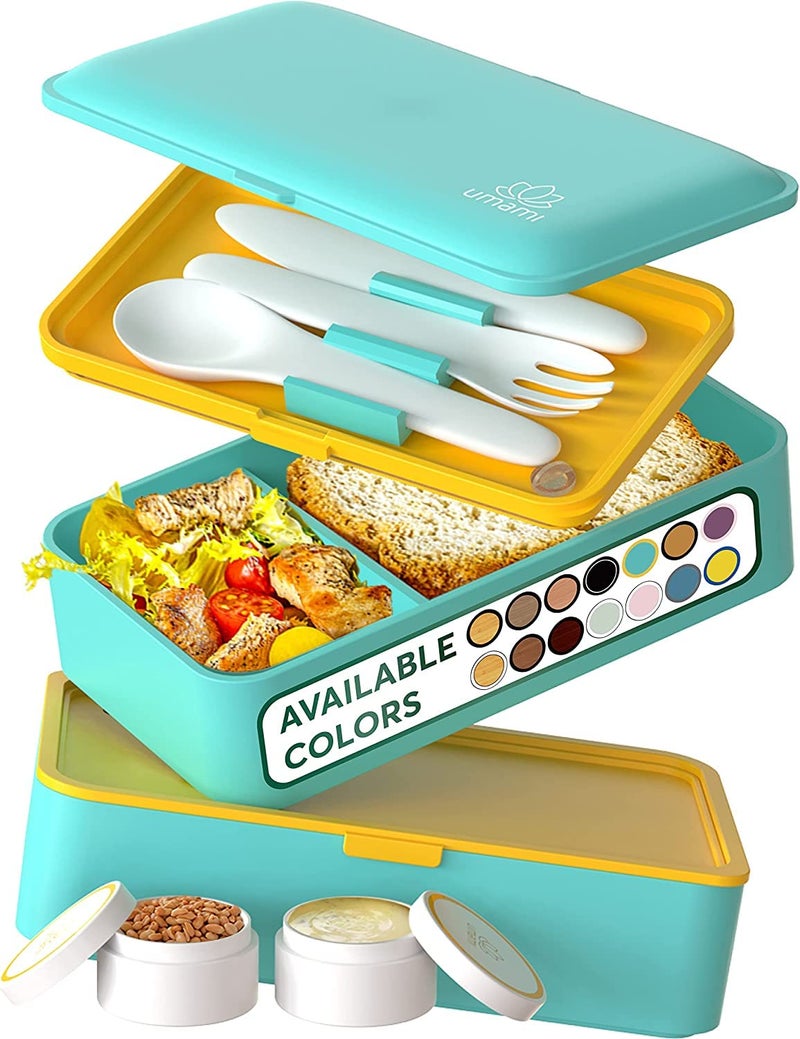 Umami Bento Lunch Box for Adults w/Utensils & Sauce Jars  Microwave-Safe  Leak-Proof Adult Bento Box  All-in-One Meal Prep Compartment Lunch Containers for Adults  Bento Box Adult Lunch Box for Women