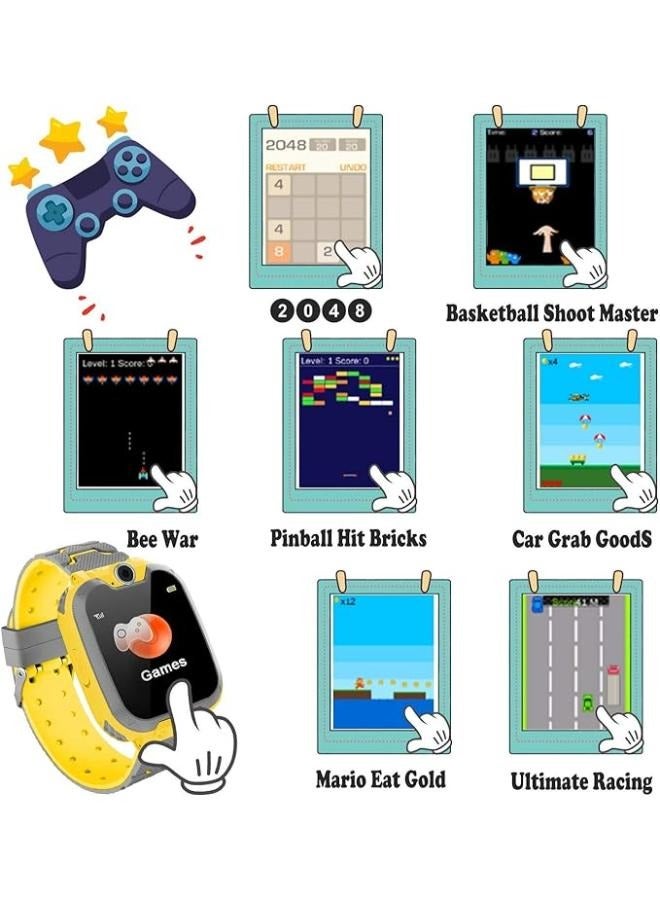 Nabi Children's IP65 Waterproof Smart Watch with SOS, Camera, Call, Music, 7 Games Puzzle, Alarm Clock, Compatible with iOS and Android for Girls and Boys(Yellow) - Image 3