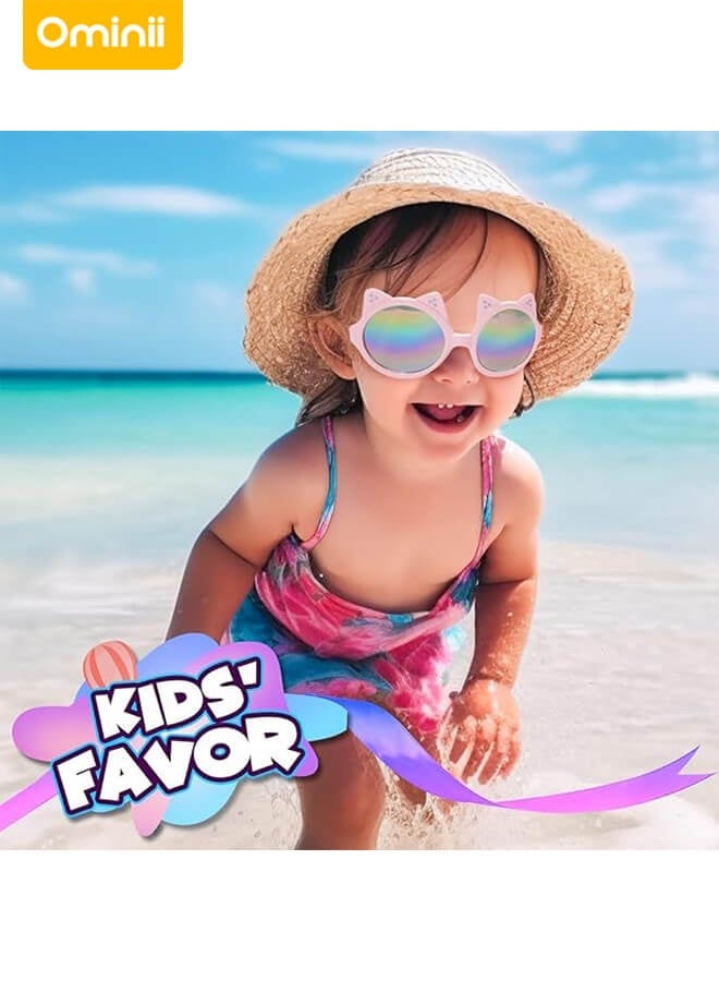 Ominii Kids Cat-Shaped Sunglasses – UV400 Protection, Lightweight & Cute Design for Girls, Age 3-8, Perfect for Outdoor & Gifting – Pink - Image 4