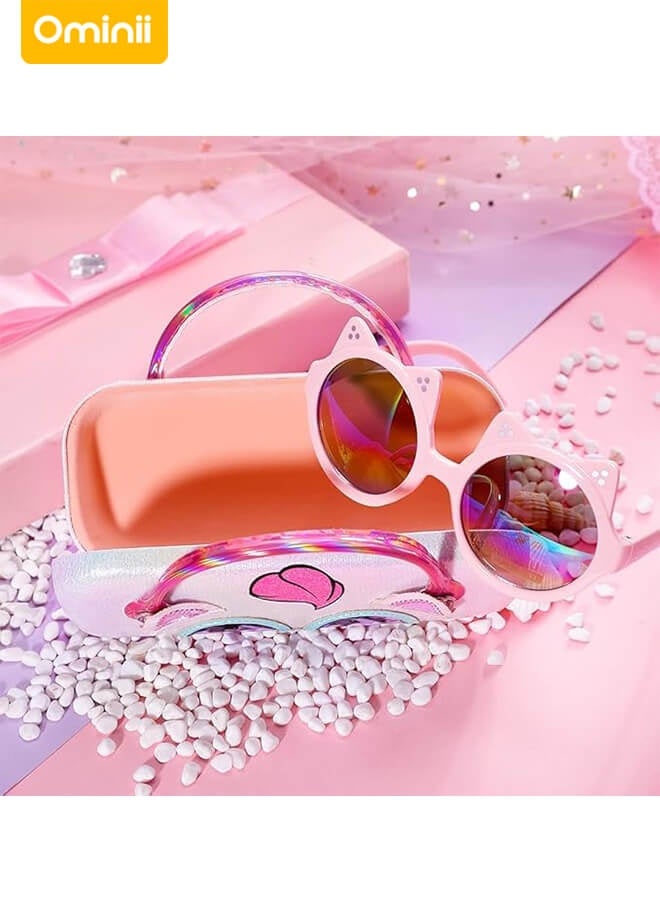Ominii Kids Cat-Shaped Sunglasses – UV400 Protection, Lightweight & Cute Design for Girls, Age 3-8, Perfect for Outdoor & Gifting – Pink - Image 3