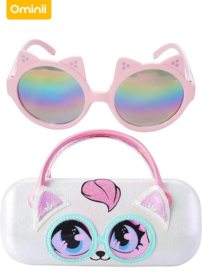 Ominii Kids Cat-Shaped Sunglasses – UV400 Protection, Lightweight & Cute Design for Girls, Age 3-8, Perfect for Outdoor & Gifting – Pink - Image 1