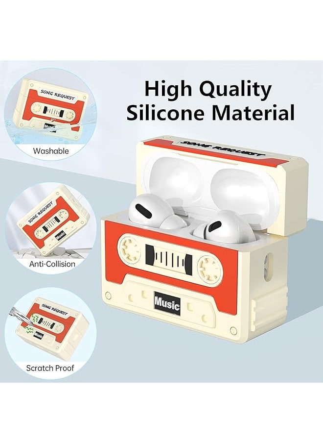 erorex - Compatible With Airpods 4 Case Cover Cassette Tape Recorder Cover Shockproof Protective Silicone Case With Lanyard For Airpods 4Th Generation 2024 Released - Image 1