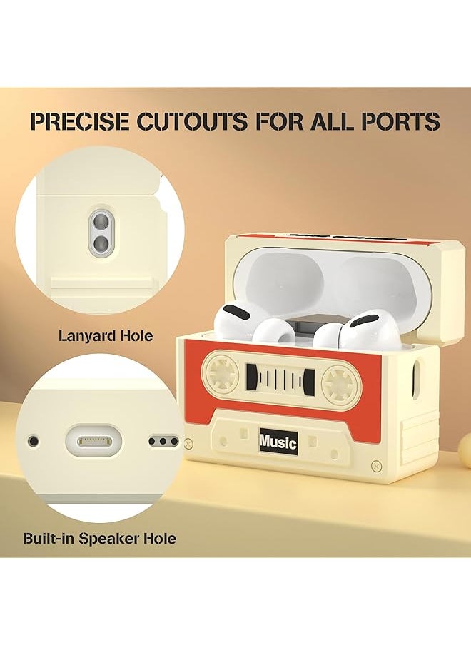 erorex - Compatible With Airpods 4 Case Cover Cassette Tape Recorder Cover Shockproof Protective Silicone Case With Lanyard For Airpods 4Th Generation 2024 Released - Image 1