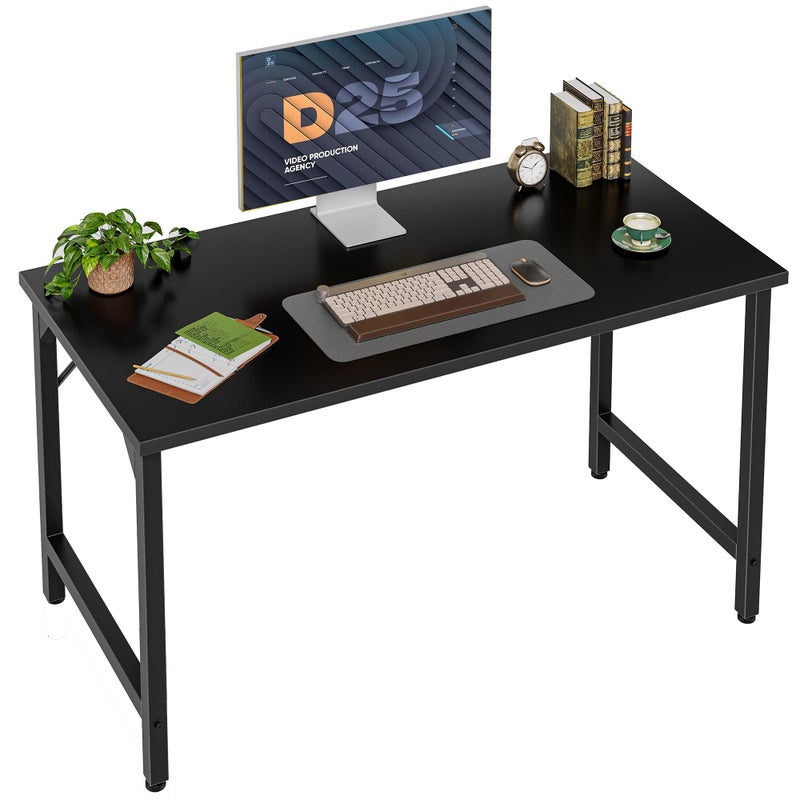 Grandder Small Office Computer Desk, 40 Inch Morden Simple Writing Study Table for Home Bedroom, PC Gaming Desk with Adjustable Feet and Sturdy Metal Frame, Black - Image 1