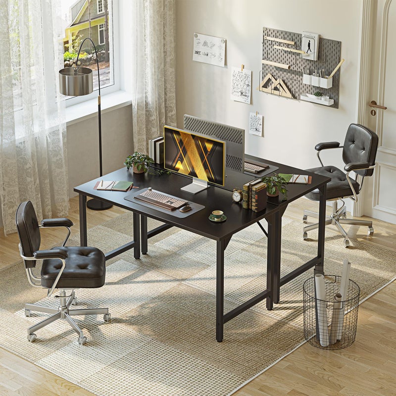 Grandder Small Office Computer Desk, 40 Inch Morden Simple Writing Study Table for Home Bedroom, PC Gaming Desk with Adjustable Feet and Sturdy Metal Frame, Black - Image 4