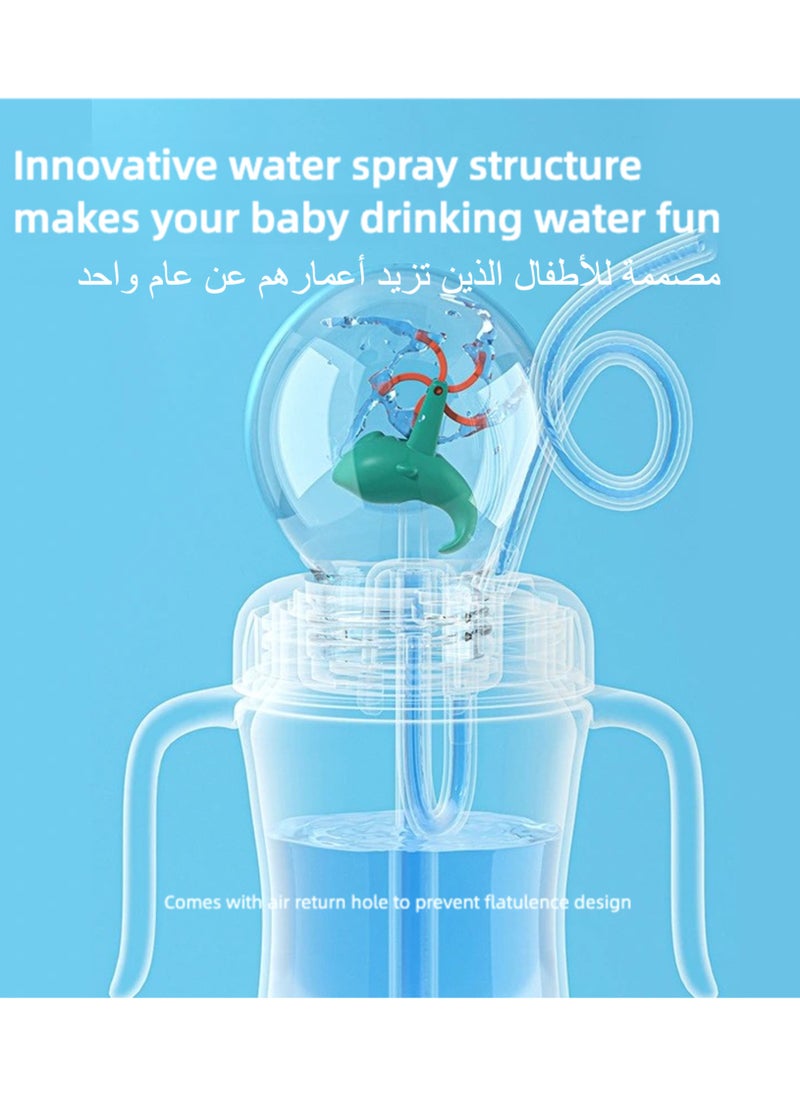 babypark Fun Fountain Straw Cup for Boys and Girls, Spill Proof Cup with Handles, Play While Drinking, Safe Material with BPA Free, Leak Proof Design, 240ml Capacity  - Image 3