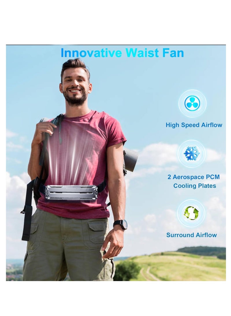 KASTWAVE Portable Waist Fan, with 2 Cooling Plates, Portable Fan Rechargeable, Wearable Clip on Fan, Travel Fan 3 Speeds Strong Airflow, Wearable Belt Fan for Camping, Outdoor Work, Jobsite, Fishing, Grey  - Image 2