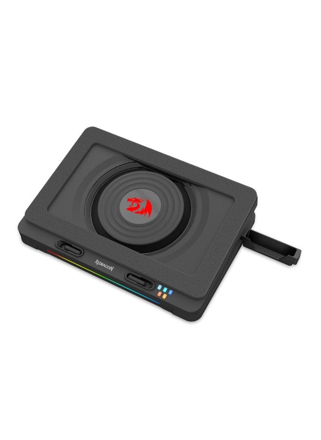 REDRAGON GCP512 Laptop Cooling Pad with 5.9" Fan, Rapid Cooling for 15-17 Inch Laptops, Variable Speed Control, 4 Adjustable Heights, RGB Quiet Cooling Pad with Phone Stand  - Image 5