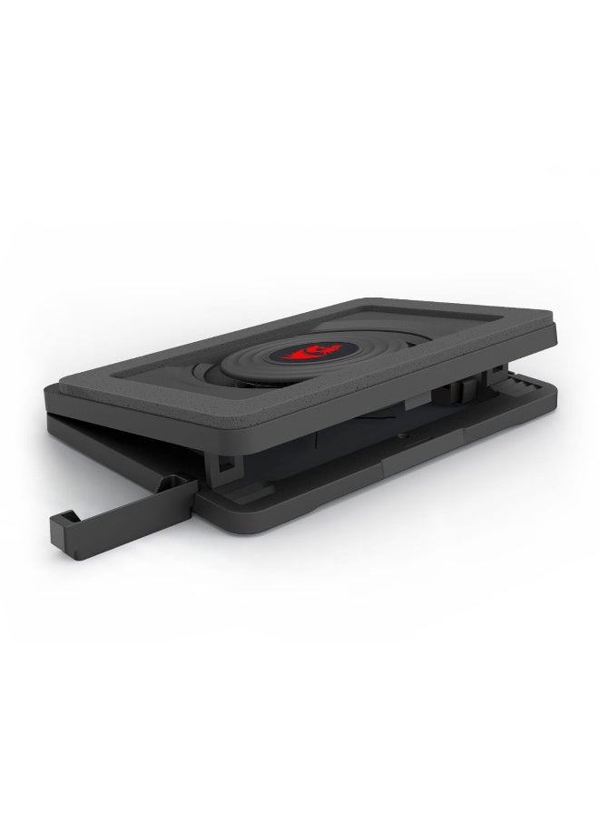 REDRAGON GCP512 Laptop Cooling Pad with 5.9" Fan, Rapid Cooling for 15-17 Inch Laptops, Variable Speed Control, 4 Adjustable Heights, RGB Quiet Cooling Pad with Phone Stand  - Image 4