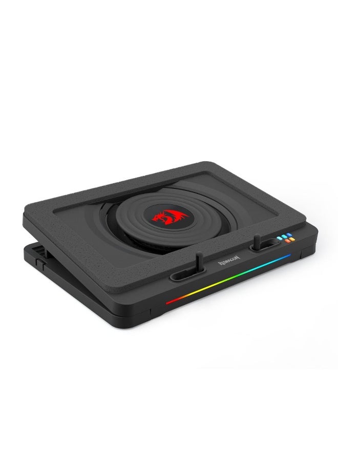 REDRAGON - GCP512 Laptop Cooling Pad with 5.9" Fan, Rapid Cooling for 15-17 Inch Laptops, Variable Speed Control, 4 Adjustable Heights, RGB Quiet Cooling Pad with Phone Stand - Image 1