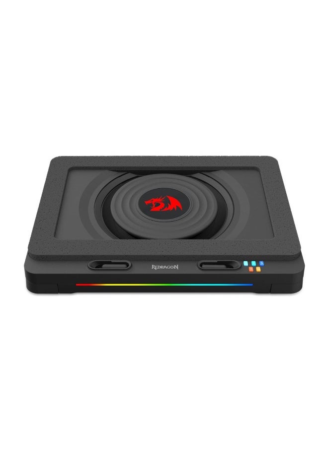 REDRAGON - GCP512 Laptop Cooling Pad with 5.9" Fan, Rapid Cooling for 15-17 Inch Laptops, Variable Speed Control, 4 Adjustable Heights, RGB Quiet Cooling Pad with Phone Stand - Image 1