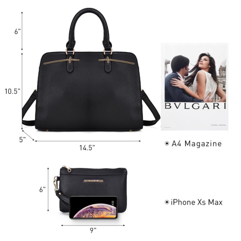 DASEIN Women Handbag Wallet Tote Shoulder Hobo Bag Top Handle Satchel Purse Set 2pcs with 3 Compartments - Image 3