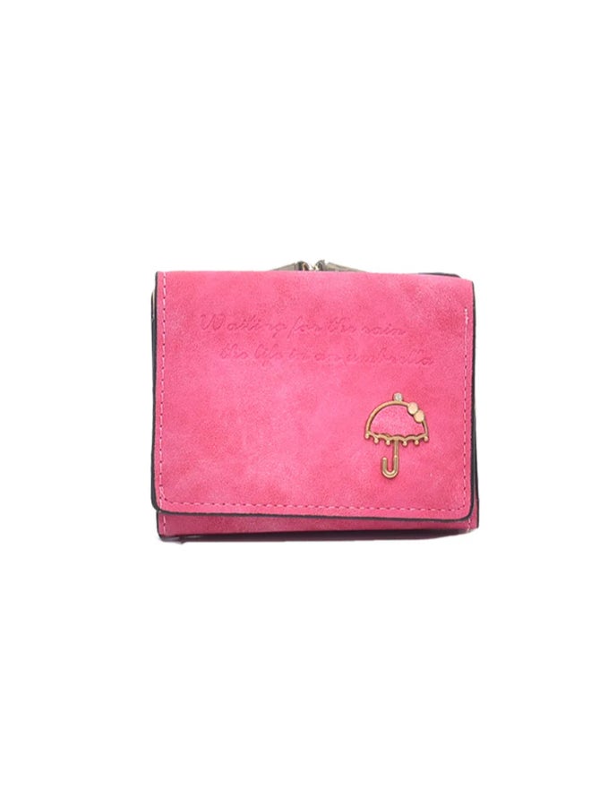 The Black Pearl Accessories Chamoiseather Leather Flip Wallet & Card Holder with Multiple  Pockets - Fuchia  - Image 1