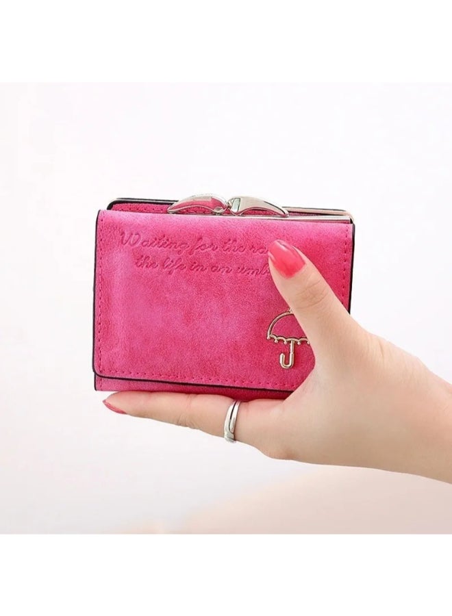 The Black Pearl Accessories Chamoiseather Leather Flip Wallet & Card Holder with Multiple  Pockets - Fuchia  - Image 3