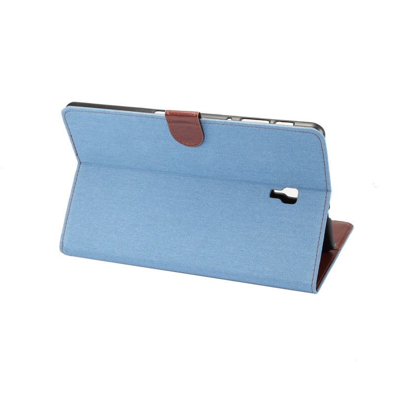 ديبايس جراب جلدي من مادة الدنيم قابل للطي أفقيًا لجهاز Galaxy Tab A 10.5 / T590، مع حامل وفتحة للبطاقة (أزرق) - Image 5