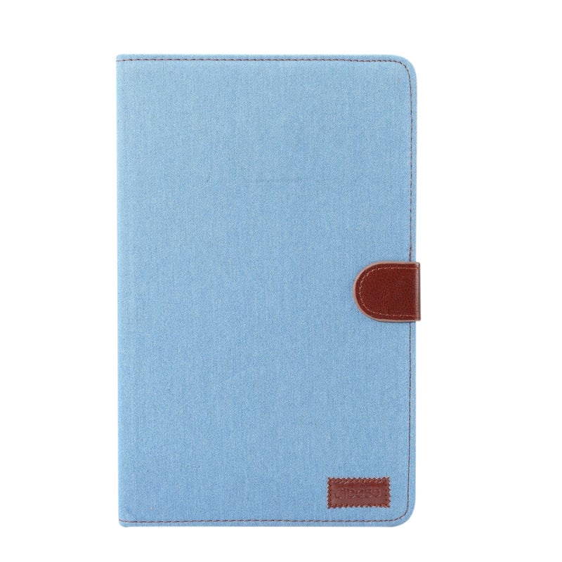 ديبايس جراب جلدي من مادة الدنيم قابل للطي أفقيًا لجهاز Galaxy Tab A 10.5 / T590، مع حامل وفتحة للبطاقة (أزرق) - Image 2