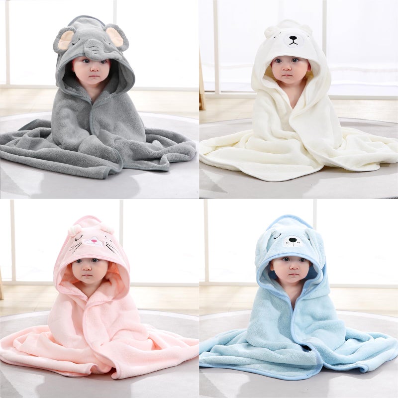 kmilro Baby Hooded Towel, 4-Pack Baby Essentials Baby Towels for Boy and Girl with 31.5x31.5 inch and 4 Different Designs, Soft Absorbent Baby Bath Essential Bath Towel as Best Gift for Newborn - Image 2