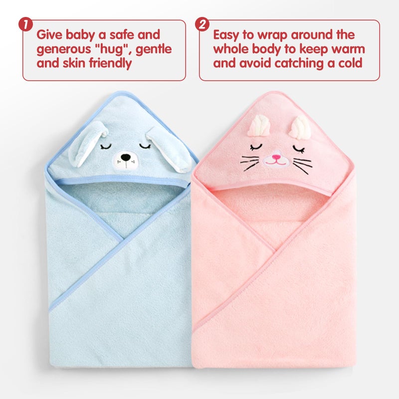 kmilro Baby Hooded Towel, 4-Pack Baby Essentials Baby Towels for Boy and Girl with 31.5x31.5 inch and 4 Different Designs, Soft Absorbent Baby Bath Essential Bath Towel as Best Gift for Newborn - Image 4
