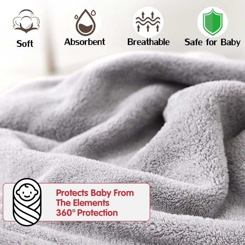 kmilro Baby Hooded Towel, 4-Pack Baby Essentials Baby Towels for Boy and Girl with 31.5x31.5 inch and 4 Different Designs, Soft Absorbent Baby Bath Essential Bath Towel as Best Gift for Newborn - Image 3