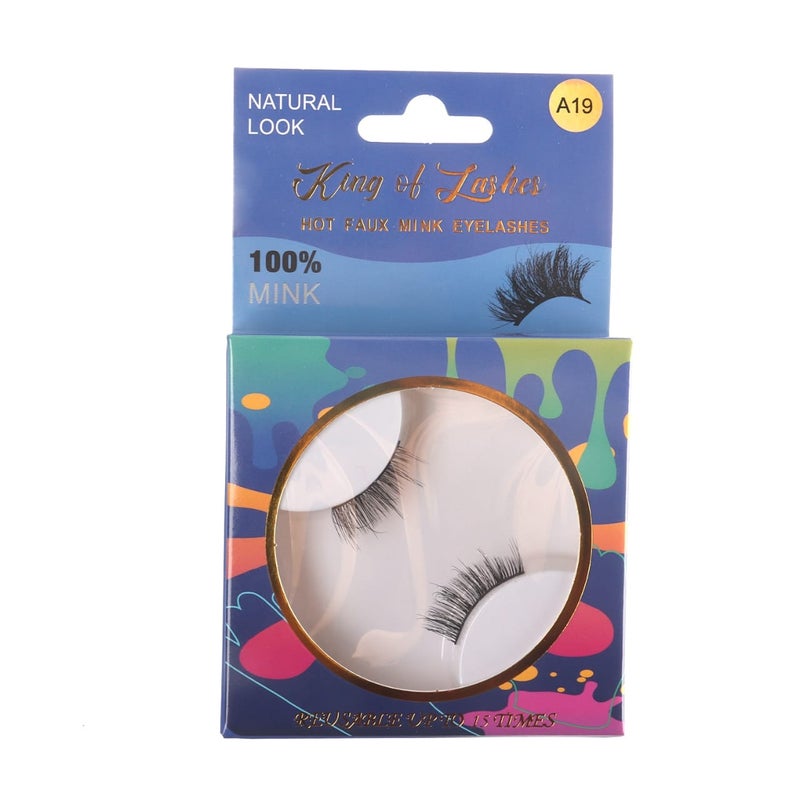 Hot Faux Mink Eyelashes - Glam Dramatic Full Volume Single Pair, Lightweight Reusable False Lashes, Party Look A19