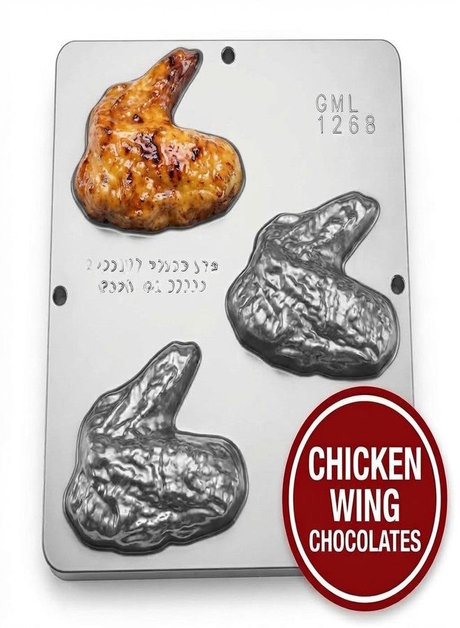 Food Chicken Wing Chocolate Candy Mold 1268, 3 Cavities, Each Piece Approximately 3.4" x 3.8", Makes Approximately 8 Wings per Pound of Chocolate - Image 2