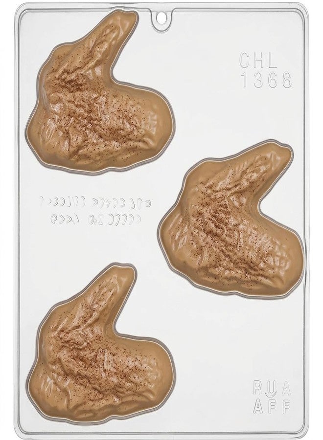 Food Chicken Wing Chocolate Candy Mold 1268, 3 Cavities, Each Piece Approximately 3.4" x 3.8", Makes Approximately 8 Wings per Pound of Chocolate - Image 1