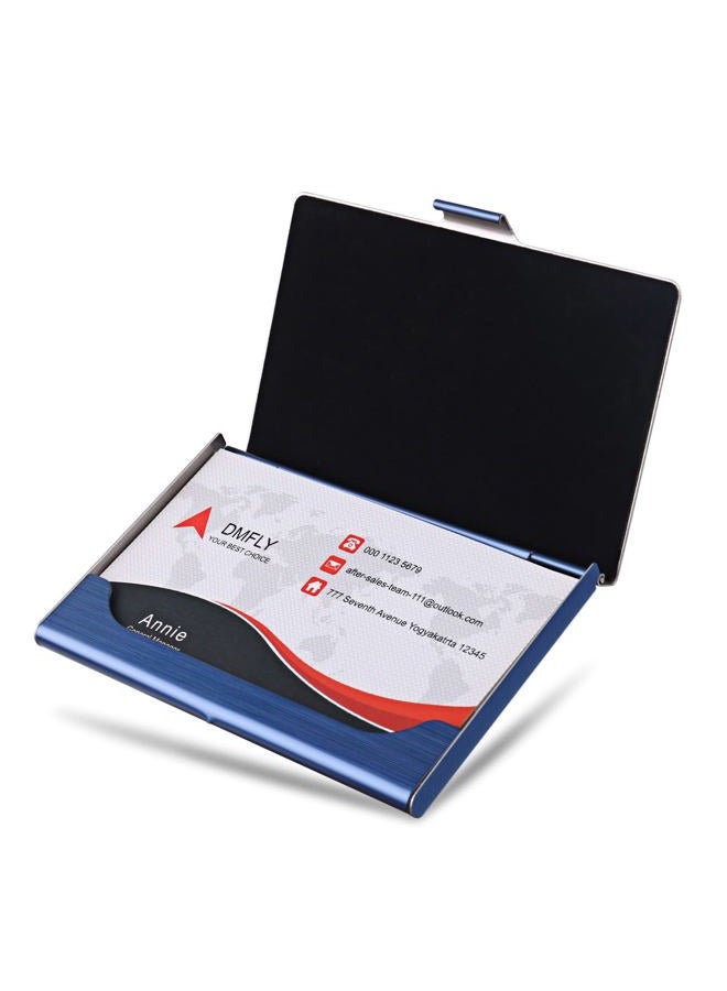 DMFLY Business Card Holder, Slim Business Card Case for Men & Women, Pocket Metal Card Case, Professional Stainless Steel Business Card Holders, Purse Name Card Holder, Buckle Style Shut, Blue - Image 3