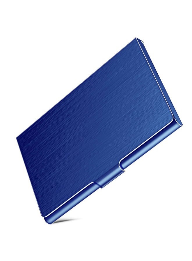 DMFLY Business Card Holder, Slim Business Card Case for Men & Women, Pocket Metal Card Case, Professional Stainless Steel Business Card Holders, Purse Name Card Holder, Buckle Style Shut, Blue - Image 1