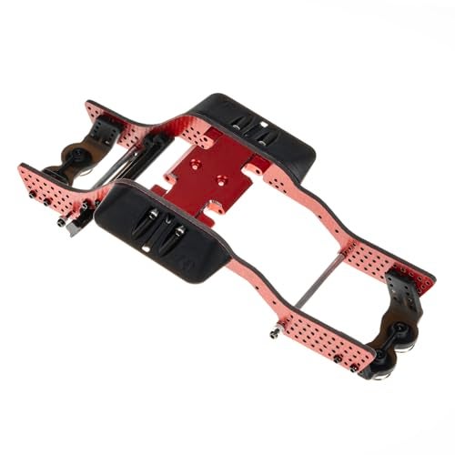 RampCrab Carbon Fiber Chassis Kit for SCX24 7 Angled Skid LCG Chassis Kit for Axial SCX24 C10 JLU Bronco Deadbolt red - Image 5