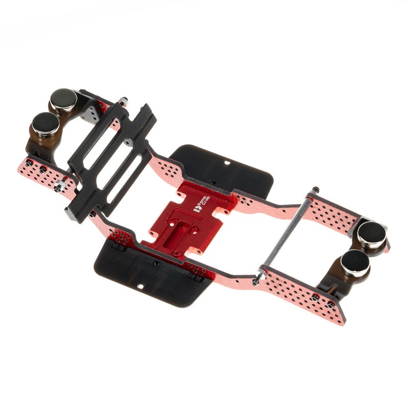 RampCrab Carbon Fiber Chassis Kit for SCX24 7 Angled Skid LCG Chassis Kit for Axial SCX24 C10 JLU Bronco Deadbolt red - Image 3