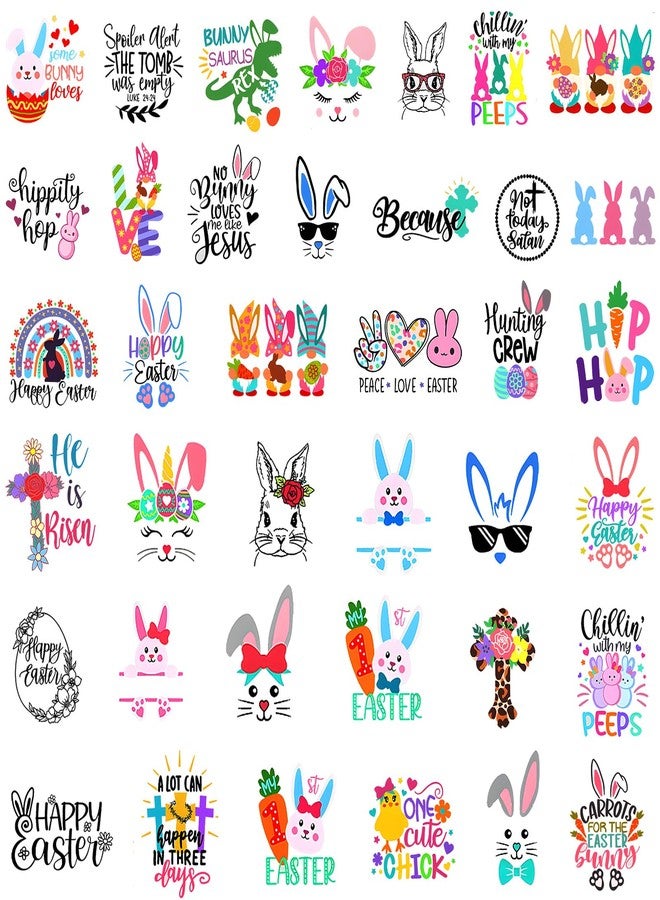 iMagitek 38 Pieces Easter Word Stickers for Crafts Vinyl Waterproof Bunny Face Decals for Crafts Wood Cup Glass Water Bottle Decoration - Image 1