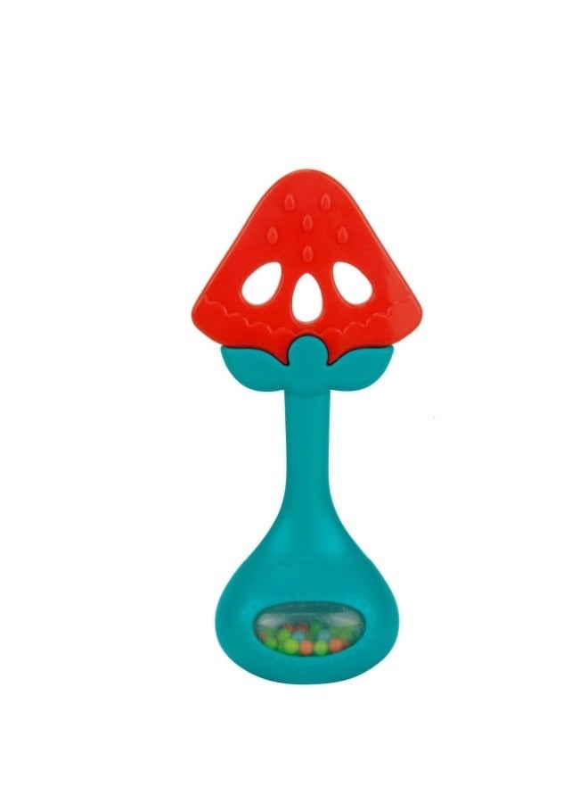 Baby Hand Rattle Teething Toy for 2-15 months, Baby Silicone Molar Stick Grip Training, Can be Chewed and Boiled,Easy-Hold Handle, Soothe Sore Gums, Textured for Sensory Development