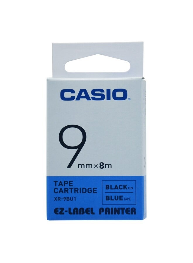 Casio tape cartridge 9mm black on blue - Image 2