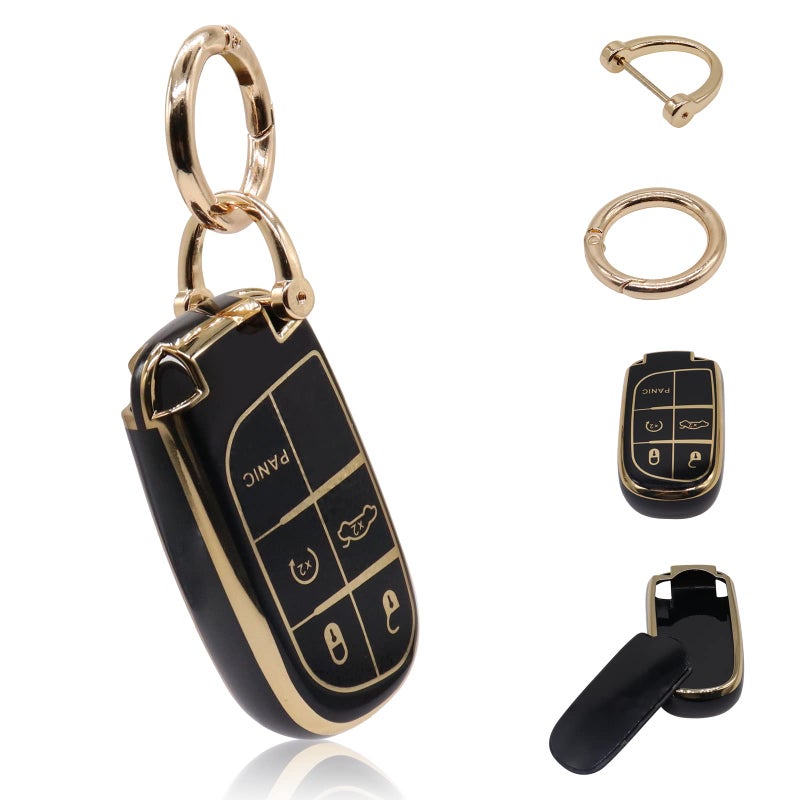 Elegananccy for Jeep Key Fob Cover, Soft Full Protection Key Case Shell Compatible with 2016 2017 2018 Jeep (Black) - Image 1