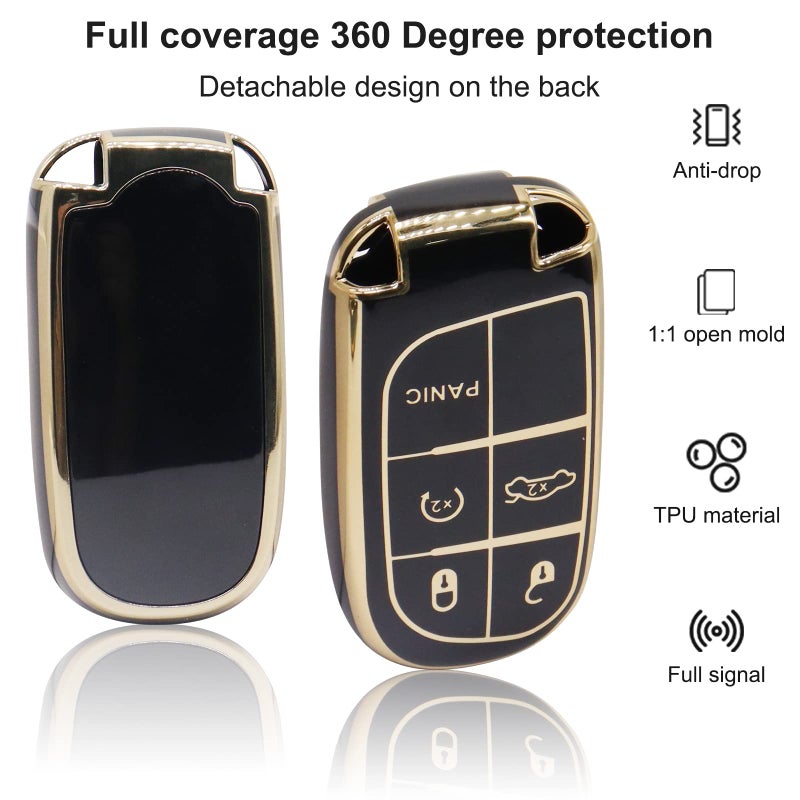 Elegananccy for Jeep Key Fob Cover, Soft Full Protection Key Case Shell Compatible with 2016 2017 2018 Jeep (Black) - Image 2