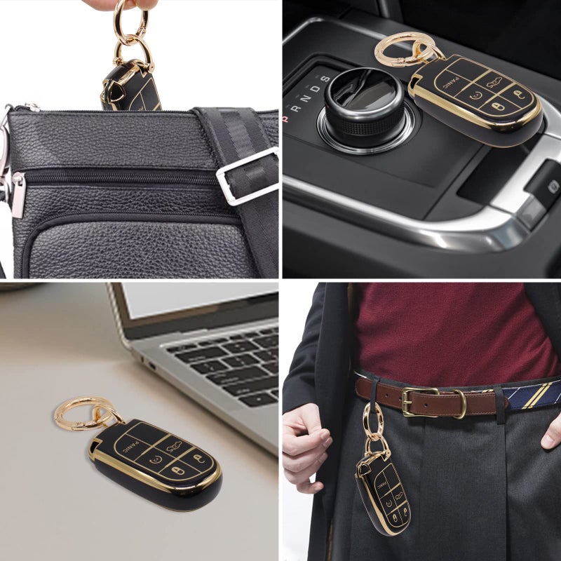 Elegananccy for Jeep Key Fob Cover, Soft Full Protection Key Case Shell Compatible with 2016 2017 2018 Jeep (Black) - Image 5