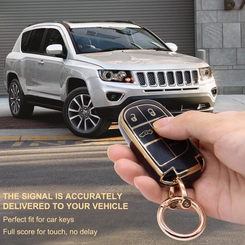 Elegananccy for Jeep Key Fob Cover, Soft Full Protection Key Case Shell Compatible with 2016 2017 2018 Jeep (Black) - Image 4