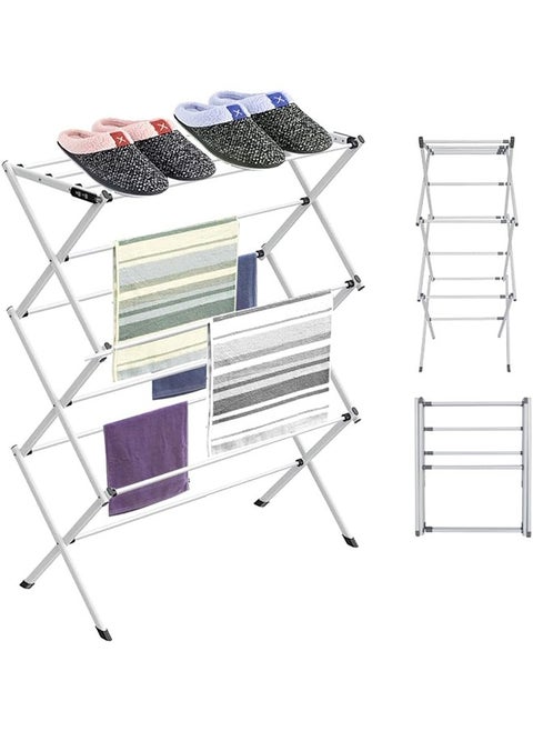 Clothes Drying Stand, 3 Tier Expandable and Foldable Clothes Drying Stand, X-Shaped Design(White)