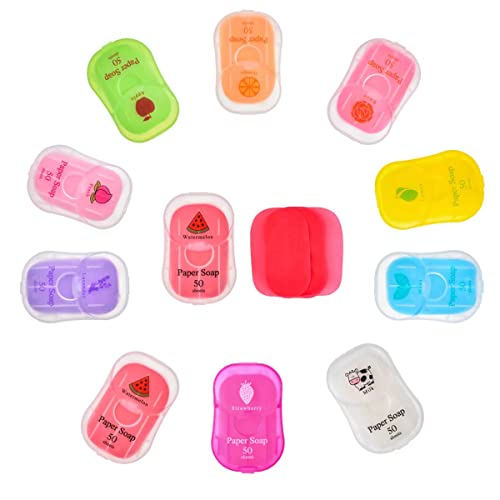 Bamsod 10 Boxes (500 Sheets) Soap Paper Sheets Portable Disposable Travel Scented Bath Slice Sheet Foaming Paper Soap Confetti Slide Flakes for Travel and Outdoor (500) - Image 1