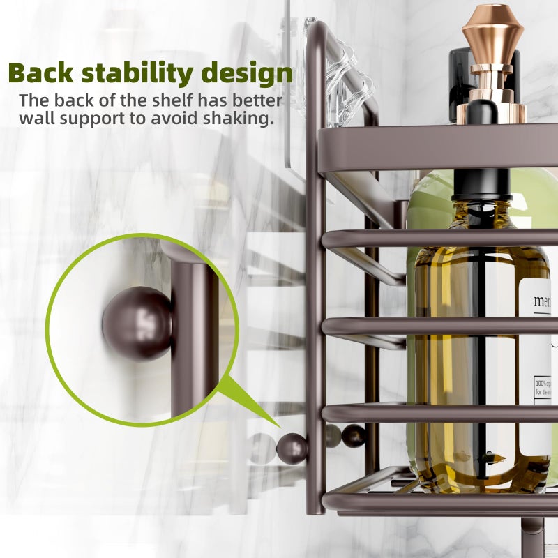 Yougai Shower Caddy 3 Pack  No drilling Stainless Steel Hanging Shower Organizer Set  Strong Adhesive Shower Organizer for Bathroom Storage  Waterproof & Large Bearing Weight Organizer Shelf - Image 4