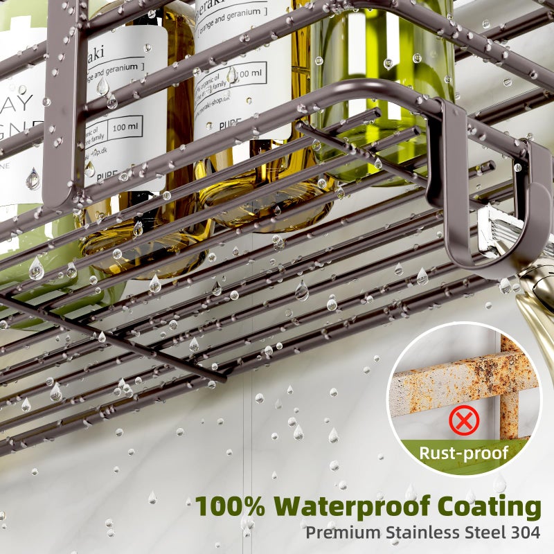 Yougai Shower Caddy 3 Pack  No drilling Stainless Steel Hanging Shower Organizer Set  Strong Adhesive Shower Organizer for Bathroom Storage  Waterproof & Large Bearing Weight Organizer Shelf - Image 3