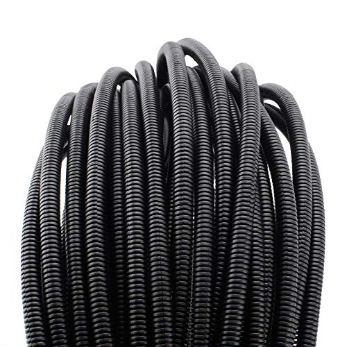 ZhiYo 50 FT 1/4” Wire Loom Split Tubing Auto Wire Conduit Flexible Cover | High Temperature Heat Resistant -40F to 257F | Plastic Cover for Electrical Wires & Cables - Image 1