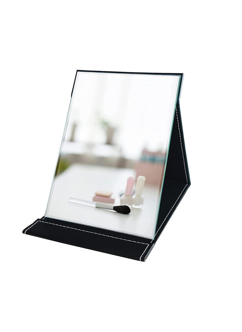 TERXA TERXA Portable Folding Mirror  Leather Compact Makeup Mirror  Free Standing Vanity Tabletop Mirror  for TravelOutdoorCamping  Cosmetic Mirror Pack of 1Multicolor  - Image 1