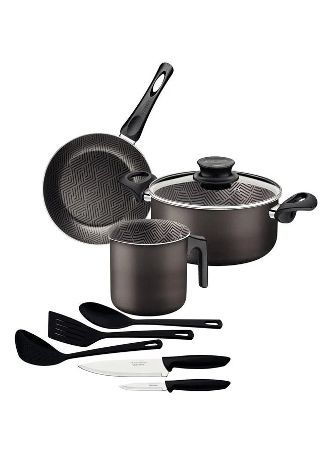 ترامونتينا مجموعة من 9 - أواني طهي ألمنيوم بلون رصاصي من باريس